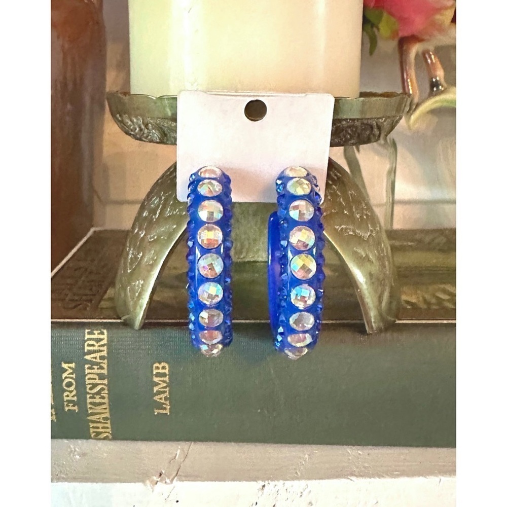 Blue rhinestone hoops - Picture 3 of 3